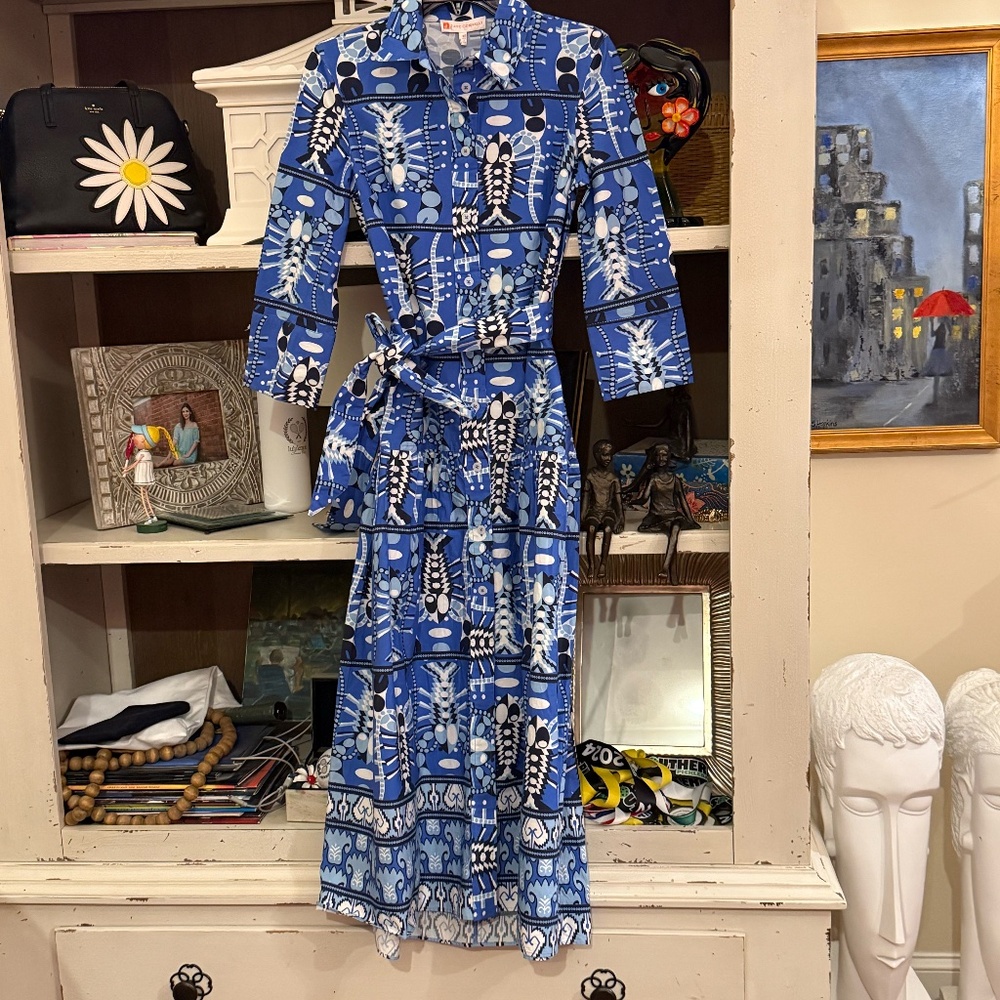 jude connally sutton stretch seaside catch sapphire dress Large L  shirtdress - Picture 5 of 5